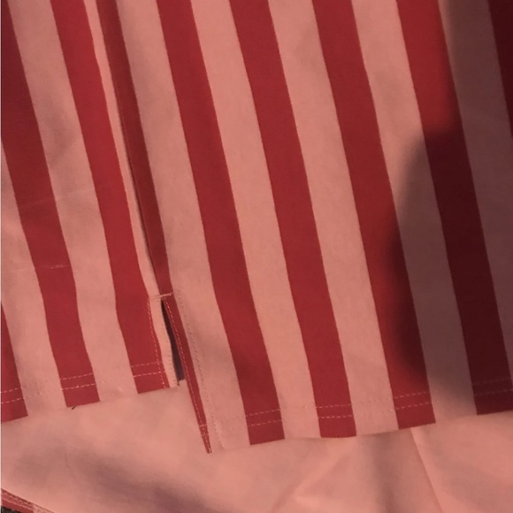 J Crew Pink and Red Vertical Striped Top with Button Sleeve. - Picture 5 of 5